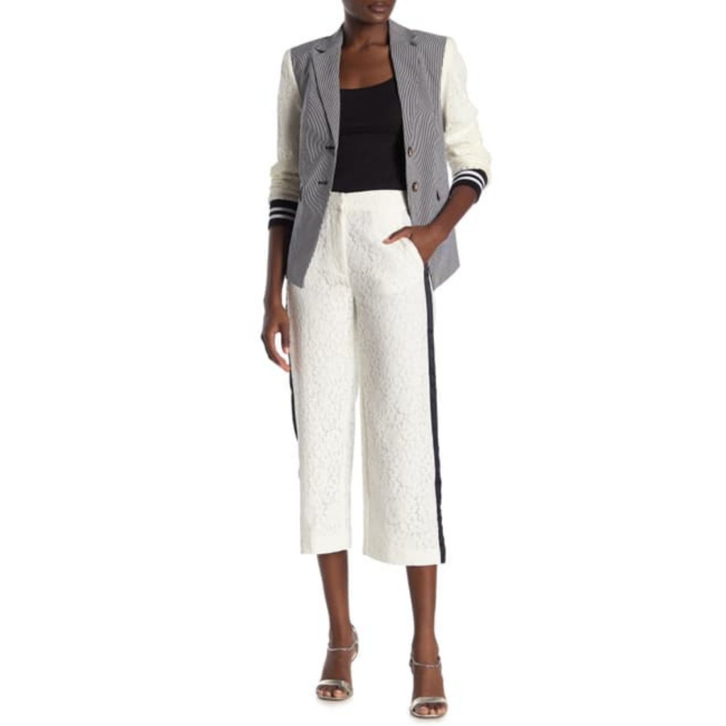 Rachel Rachel Roy Abby Satin Stripe Lace Capri Pan